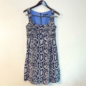 Nanette Lepore - Snake Print Dress w/ Light Blue Accents, Silk, Size 8